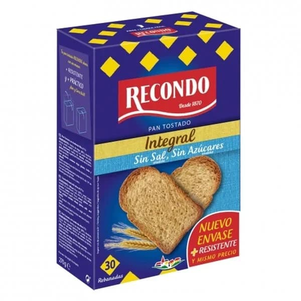 Pan Tostado 85% Integral S/Sal y S/Az. 30 Rebanada - 0.27 kg - Imagen del producto en Findit