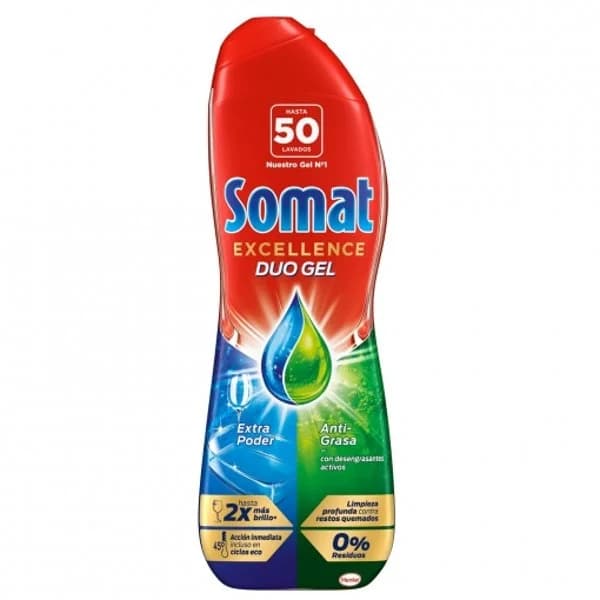 Lavavajillas máquina gel antigrasa SOMAT, botella 50 dosis - 50 ud - Imagen del producto en Findit