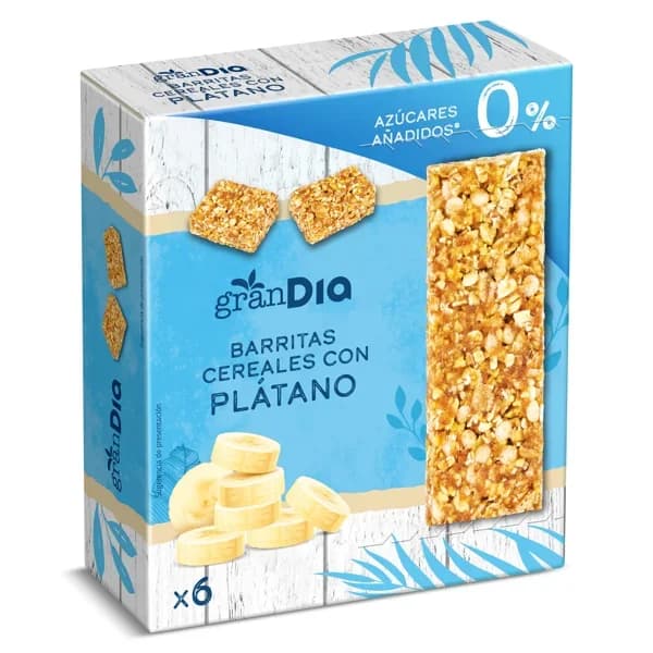 Barritas de cereales con plátano sin azúcares añadidos Gran Dia caja 150 g - 0.15 ud - Imagen del producto en Findit