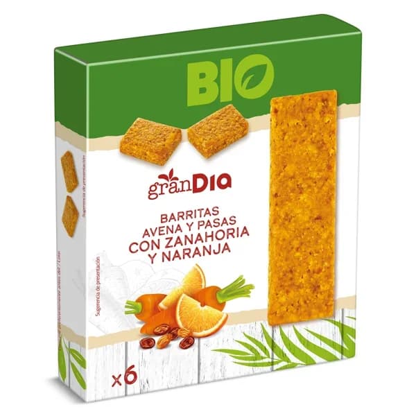 Barritas de avena y pasas con zanahoria y naranja Gran Dia caja 138 g - 0.14 ud - Imagen del producto en Findit