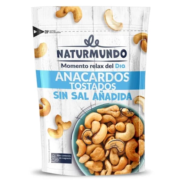 Anacardos tostados sin sal añadida Naturmundo de Dia bolsa 150 g - 0.15 kg - Imagen del producto en Findit