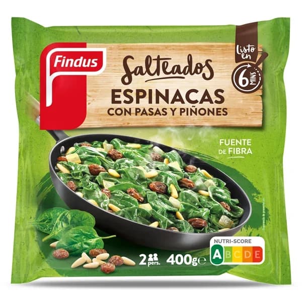 Espinacas con pasas y piñones Findus bolsa 400 g - 0.4 kg - Imagen del producto en Findit