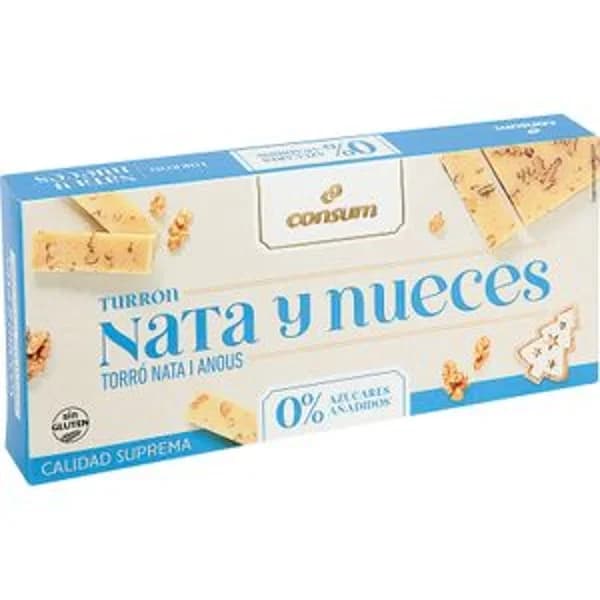 Turrón Nata Nueces sin Azúcar - 0.2 kg - Imagen del producto en Findit