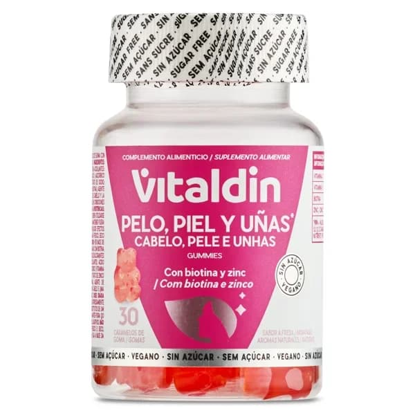 Gominolas para pelo, piel y uñas Vitaldin frasco 30 unidades - 29.12 ud - Imagen del producto en Findit