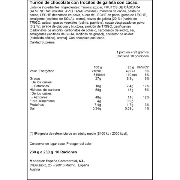 Turrón Chocolate Oreo 230G - 0.21 kg - Imagen del producto en Findit