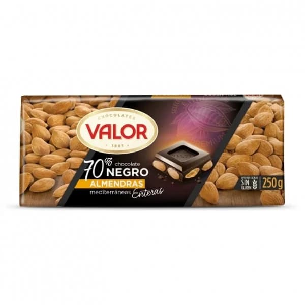 Chocolate Negro 70% con Almendras Tableta 250G - 0.24 ud - Imagen del producto en Findit