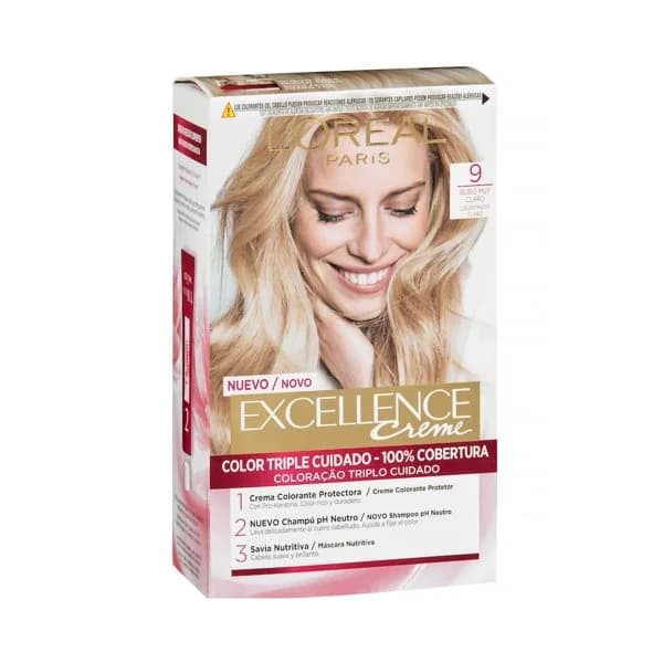 Tinte creme nº 9 Rubio Claro Claro L'Oréal Excellence 1 ud. - 1 ud - Imagen del producto en Findit