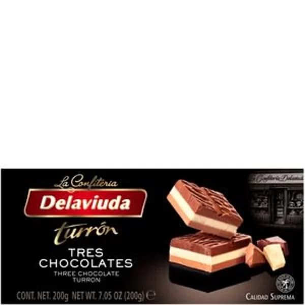Turrón praliné 3 chocolates 200 g - 0.2 kg - Imagen del producto en Findit