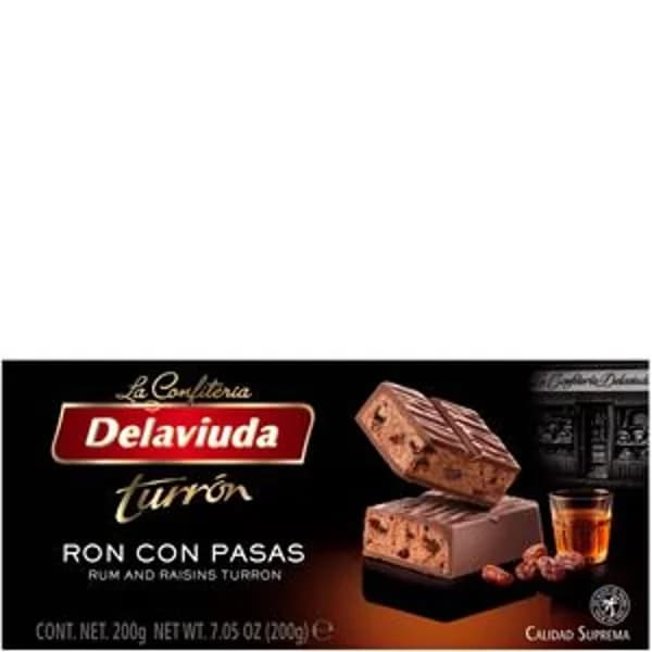 Turrón chocolate praliné de ron con pasas 200 g - 0.2 kg - Imagen del producto en Findit