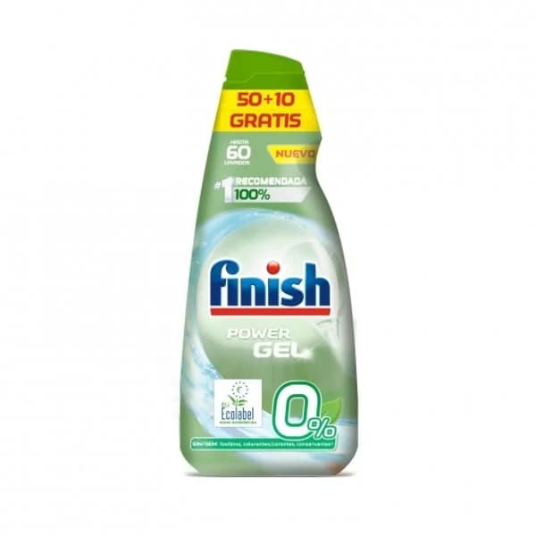 Lavavajillas gel eco 0% FINISH, botella 50+10 dosis - 50.56 ud - Imagen del producto en Findit
