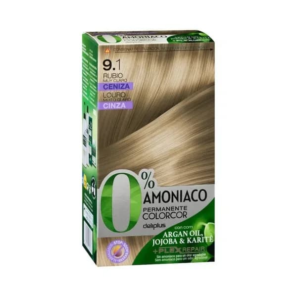 Coloración permanente 9.1 rubio muy claro ceniza Deliplus 0% amoníaco - 1 ud - Imagen del producto en Findit