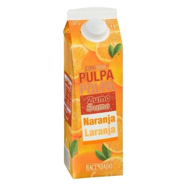 Zumo pura naranja con pulpa Hacendado - 1 l - Imagen del producto en Findit