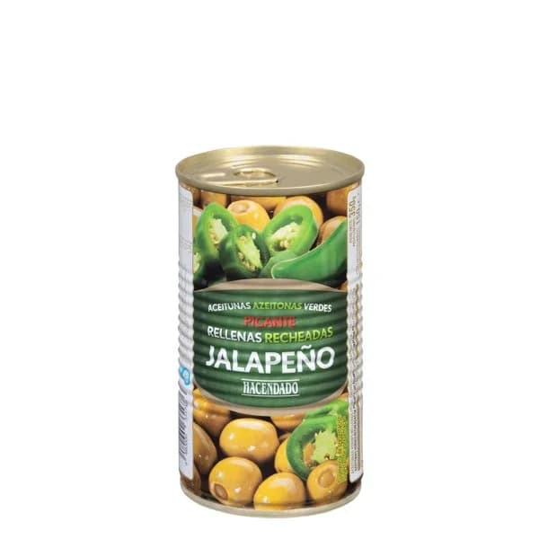 Aceitunas verdes rellenas de jalapeño Hacendado - 0.15 kg - Imagen del producto en Findit