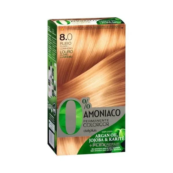 Coloración permanente 8.0 rubio claro luminoso Deliplus 0% amoníaco - 1 ud - Imagen del producto en Findit