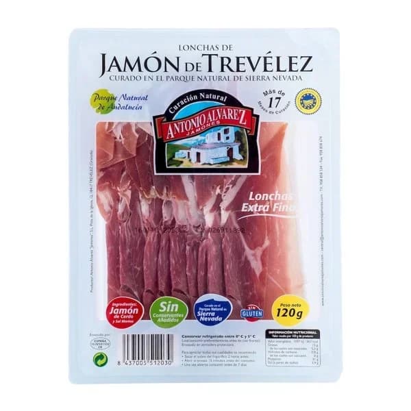 Jamón de Trevélez lonchas extra finas Antonio Álvarez - 0.12 kg - Imagen del producto en Findit