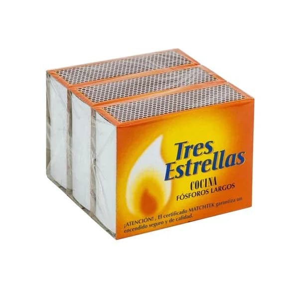 Fósforos de madera largos Tres Estrellas - 3 ud - Imagen del producto en Findit
