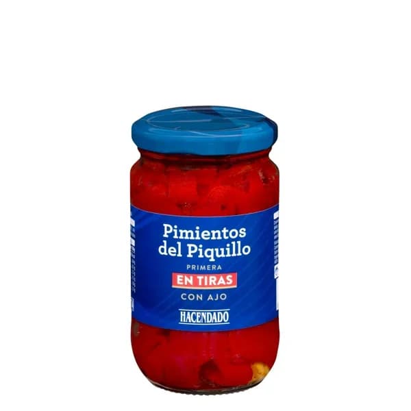 Pimientos del piquillo en tiras con ajo Hacendado - 0.23 kg - Imagen del producto en Findit