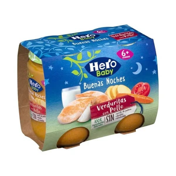 Papilla verduritas con pollo Hero baby buenas noches +6 meses - 0.38 kg - Imagen del producto en Findit