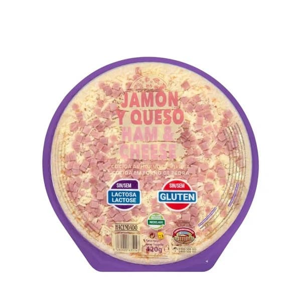 Pizza jamón y queso sin gluten y sin lactosa Hacendado - 0.42 kg - Imagen del producto en Findit