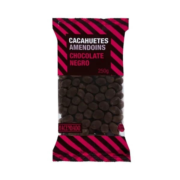 Cacahuetes Hacendado chocolate negro - 0.25 kg - Imagen del producto en Findit