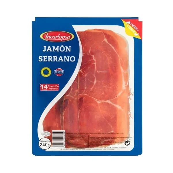 Jamón serrano lonchas Incarlopsa - 0.24 kg - Imagen del producto en Findit