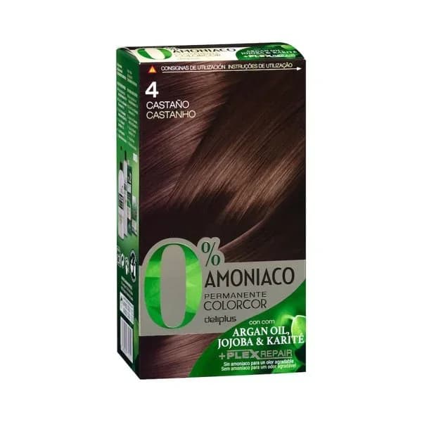 Coloración permanente 4 castaño Deliplus 0% amoníaco - 1 ud - Imagen del producto en Findit