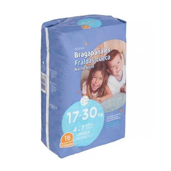 Pañal junior braguita noche infantil de 17-30 kg Deliplus - 15.99 ud - Imagen del producto en Findit