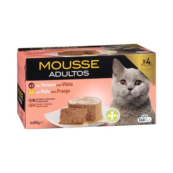 Mousse con ternera y pollo gato adulto Delikuit - 0.34 kg - Imagen del producto en Findit