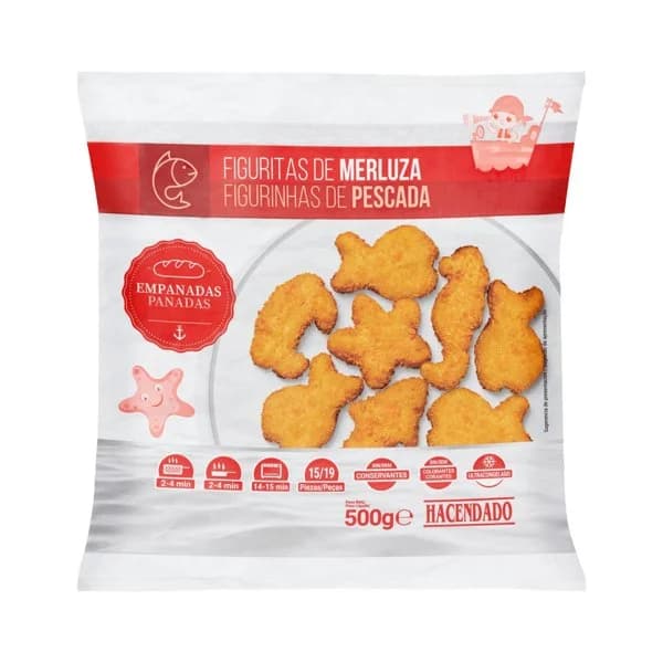 Figuritas de merluza empanadas Hacendado ultracongeladas - 0.5 kg - Imagen del producto en Findit
