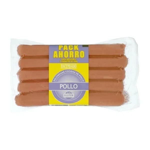 Salchichas cocidas de pollo Hacendado - 0.5 kg - Imagen del producto en Findit