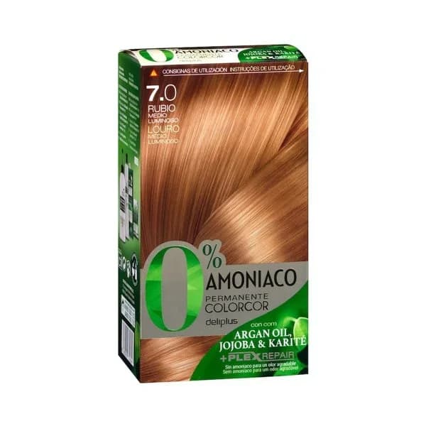 Coloración permanente 7.0 rubio medio luminoso Deliplus 0% amoníaco - 1 ud - Imagen del producto en Findit