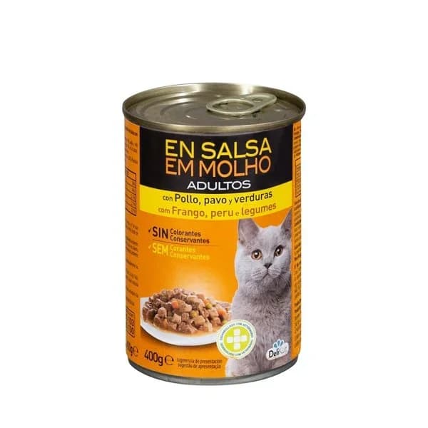 Bocaditos en salsa gato adulto Delikuit con pollo  pavo y verduras - 1 ud - Imagen del producto en Findit