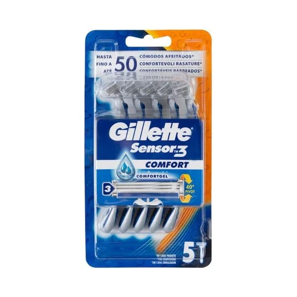 Maquinillas de afeitar desechables Gillette Sensor Comfort 3 hojas - 5 ud - Imagen del producto en Findit