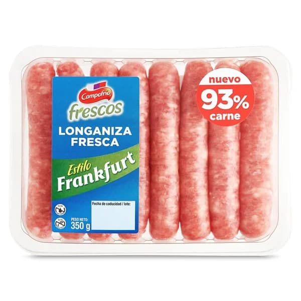 Longaniza fresca estilo frankfurt Campofrío bandeja 350 g - 0.35 kg - Imagen del producto en Findit