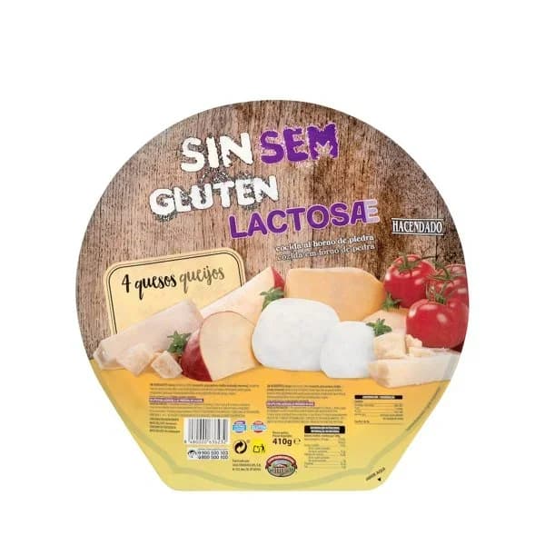 Pizza 4 quesos sin gluten y sin lactosa Hacendado ultracongelada - 0.41 kg - Imagen del producto en Findit