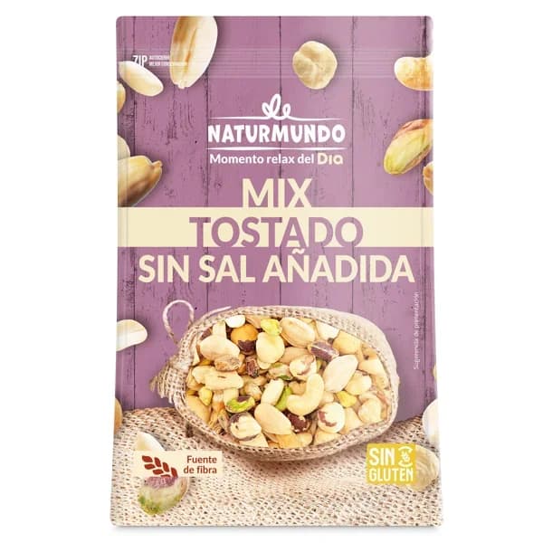 Mix de frutos secos tostados sin sal añadida Naturmundo de Dia bolsa 150 g - 0.15 kg - Imagen del producto en Findit