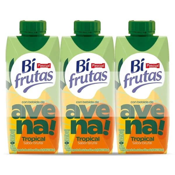 Bebida de frutas tropical con avena Pascual Bifrutas brik 3 x 330 ml - 0.99 l - Imagen del producto en Findit