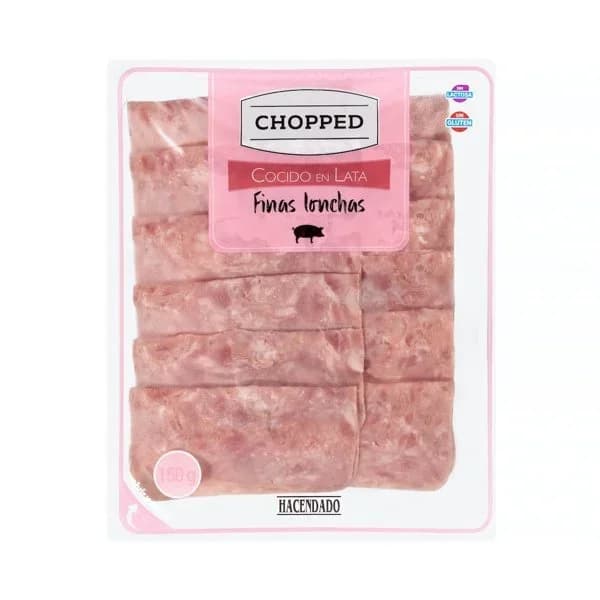 Chopped cocido en lata Hacendado finas lonchas - 0.15 kg - Imagen del producto en Findit
