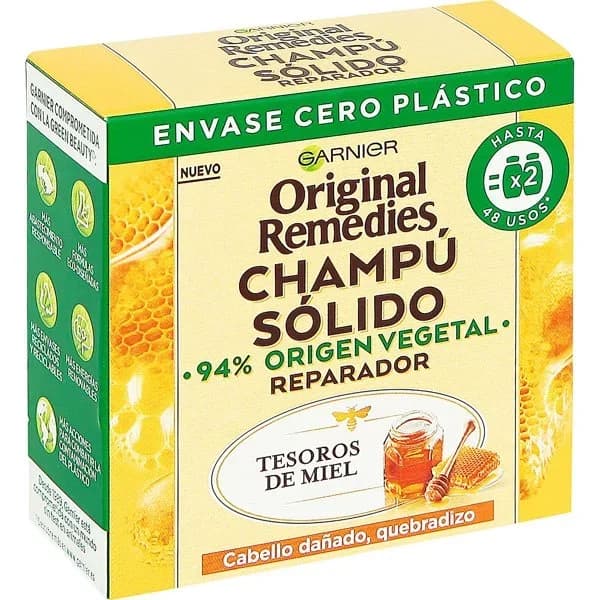Champú sólido Tesoros de miel para cabello dañado y quebradizo Original Remedies Garnier 60 g. - 1 ud - Imagen del producto en Findit