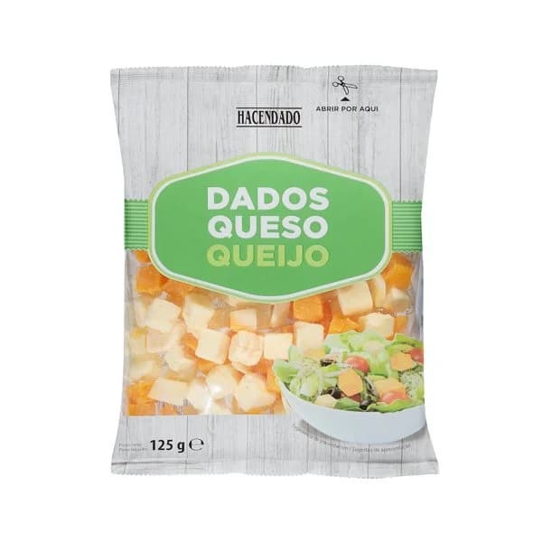 Queso curado y cheddar Hacendado en dados - 0.13 kg - Imagen del producto en Findit
