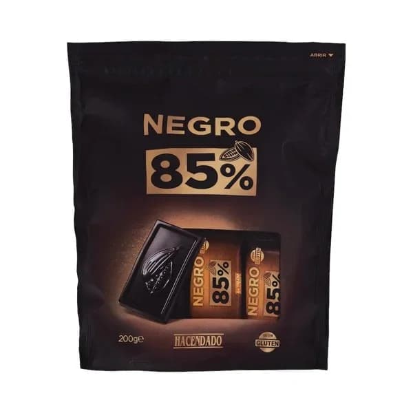 Porciones de Chocolate negro 85% cacao extrafino Hacendado - 0.2 kg - Imagen del producto en Findit