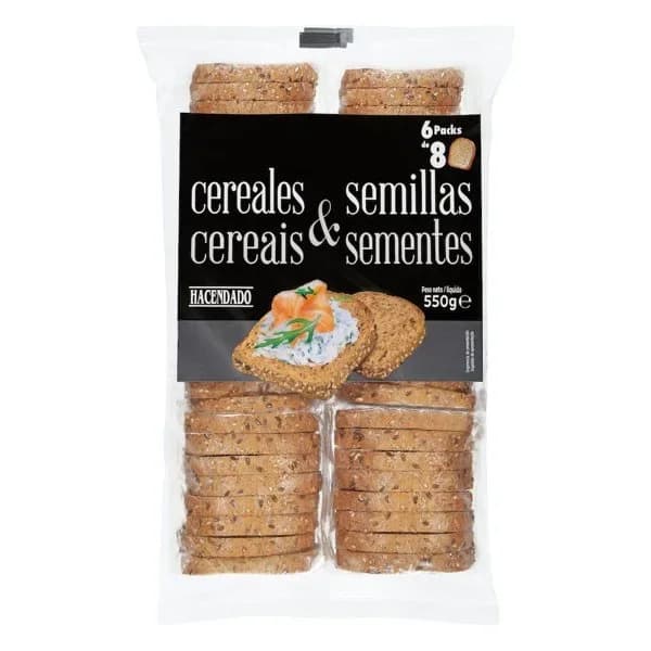 Pan tostado cereales y semillas Hacendado - 0.55 kg - Imagen del producto en Findit