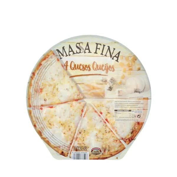Pizza masa fina 4 quesos Hacendado ultracongelada - 0.39 kg - Imagen del producto en Findit
