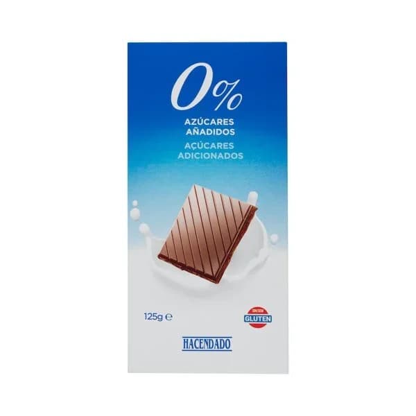Chocolate extrafino con leche Hacendado 0% azúcares añadidos - 1 ud - Imagen del producto en Findit