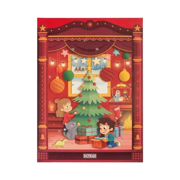 Calendario de Adviento Navidad Hacendado con chocolatinas de chocolate con leche - 0.07 kg - Imagen del producto en Findit