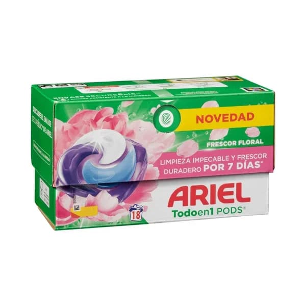 Detergente ropa todo en 1 frescor floral Ariel Pods en cápsulas - 18 ud - Imagen del producto en Findit
