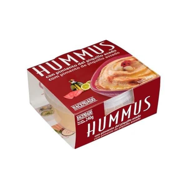 Hummus de garbanzos Hacendado con pimiento del piquillo asado - 0.24 kg - Imagen del producto en Findit