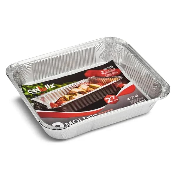 Molde de aluminio rectangular 2,7 l Cellofix bolsa 2 unidades - 2 ud - Imagen del producto en Findit