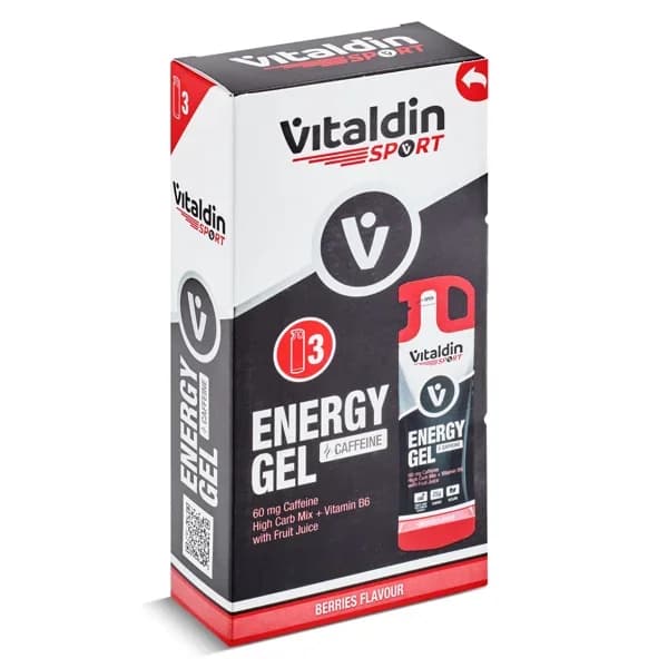 Gel energético cafeína sabor frutos del bosque Vitaldin caja 3 x 40 g - 0.12 kg - Imagen del producto en Findit