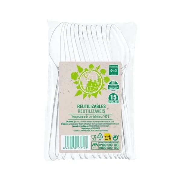 Cucharas de plástico Bosque Verde reutilizables - 14.9 ud - Imagen del producto en Findit